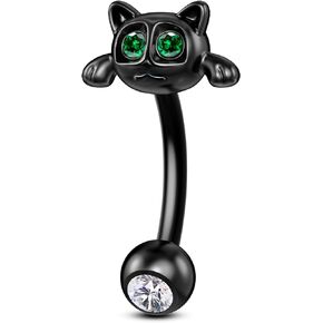 COCHARM Cute Black Rook Piercing Jewelry 16g Cat Rook Earrings 8mm Stainless Steel Rook Jewelry 16g Rook Piercing Dainty Rook Bar Black Rook Barbell
