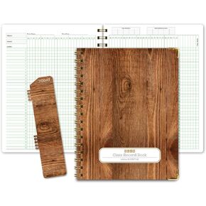 Elan Publishing Company Teacher Class Record Book for 9-10 Weeks, 35 Students, 8.5"x11" - Includes Bookmark, Seating Charts, Perforated Grading Sheets (Rainbow Gold Marble)