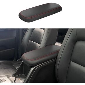 Car Center Console Armrest Cover for 2015-2022 Chevy Colorado/GMC Canyon Leather Anti-Scratch Central ArmRest Box Lid Seat Cover Protector Cushion Interior Accessories-Black Stitches