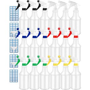 Eccliy 20 Pack 16 Oz Empty Spray Bottles for Cleaning, Leak Proof Spray Bottles with Measurements and Adjustable Nozzle for Cleaning Solutions Commercial Supplies (Colorful)
