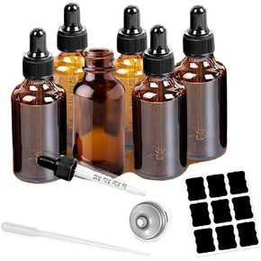 10 Pack 2 Oz Amber Glass Bottles with Dropper, UV Protection, for Essential Oils, Serum, Liquids