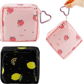 2pcs Period Bag, Sanitary Napkin Storage Pad Bags for for Purse Feminine Product Organizer, Panty Liners Tampons Menstrual Cup Pouches with Hooks for Girls Women