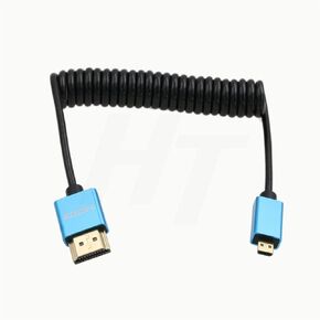 HangTon Micro HDMI 4K 8K 60Hz Right Angle HDMI Coiled Cable for Sony A7III A7RIV Canon R5 R6 GH4 S5 Z50 Camera ATOMOS Ninja V Portkeys Monitor Type A D HDMI 2.1