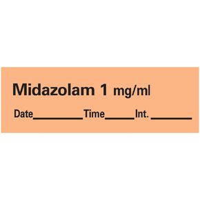 PDC Healthcare AN-120D1 Anesthesia Tape with Date, Time and Initial, Removable, Midazolam 1 mg/mL, 1" Core, 1/2" x 500", Imprints Orange 333 (Pack of 1)