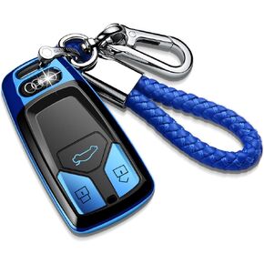 Tukellen لغطاء Audi Key Fob مع سلسلة مفاتيح، غطاء حماية خاص ناعم من مادة TPU متوافق مع Audi A4 Q7 Q5 TT A3 A6 SQ5 SQ7 R8 S5 المفتاح الذكي (أحمر)