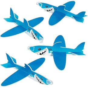 Fun Express Shark Glider - Toys - 48 Pieces Lightweight Glider Planes for Boys & Girls | Individually Packaged Flying Airplanes | Goodie Bag Fillers for Kids - VBS Vacation Bible School Supplies/Decor