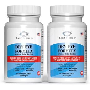 Basic Brands – Dry Eye Formula - 90 Softgels - Advanced Eye Supplement for Relief, Omega-3, Vitamins E, C & B6, Magnesium - Tear Production & Lasting Comfort, Dry Eye Medicine - 2 Pack