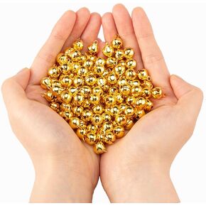 120PCS Gold Jingle Bells Small Bell Mini Bells for DIY Bracelet Anklets Necklace Knitting/Jewelry Making 0.4 inch(Gold)