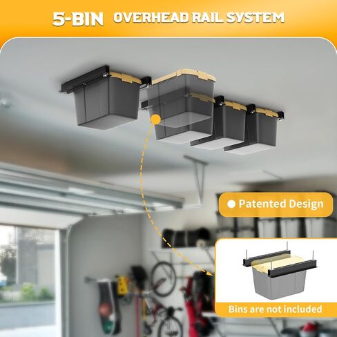 Overhead Tote Storage Rail System, Garage 16" Joists Ceiling Bin Storage Rack Heavy Duty Adjustable Tote Slide Garage Storage System(for 3 Bins, Bins are not included) in Saudi Arabia