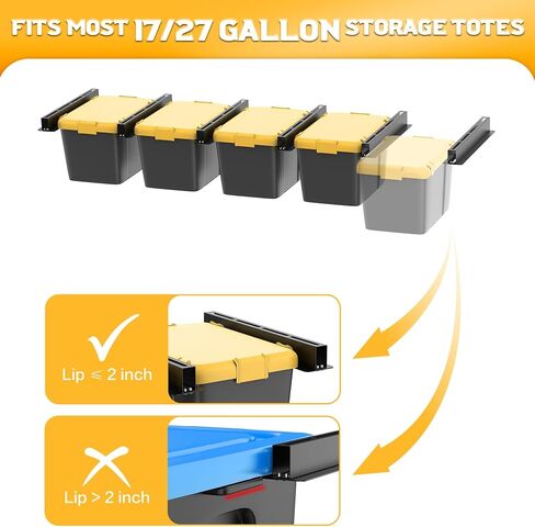 Overhead Tote Storage Rail System, Garage 16" Joists Ceiling Bin Storage Rack Heavy Duty Adjustable Tote Slide Garage Storage System(for 3 Bins, Bins are not included) in Saudi Arabia