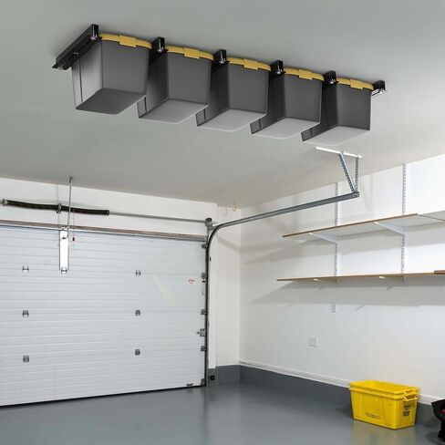 Overhead Tote Storage Rail System, Garage 16" Joists Ceiling Bin Storage Rack Heavy Duty Adjustable Tote Slide Garage Storage System(for 3 Bins, Bins are not included) in Saudi Arabia