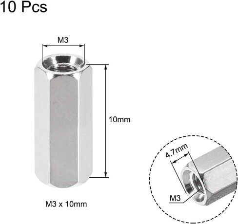 Uxcell M3x45mm أنثى-أنثى سداسي مطلي بالنيكل PCB اللوحة الأم فاصل المواجهة لطائرة بدون طيار FPV كوادكوبتر والكمبيوتر ولوحة الدوائر 10 قطع in Saudi Arabia