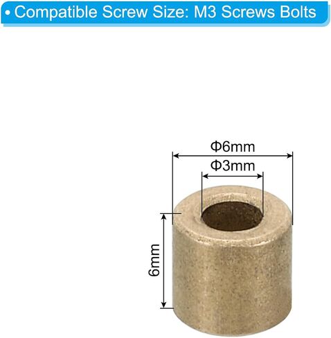 PATIKIL M3 Brass Spacers, 5 Pcs Metal Spacer Brass 3mm ID x 6mm OD x 6mm L Brass Spacers Screw Standoff for 1/8 Inch or M3 Screw in Saudi Arabia
