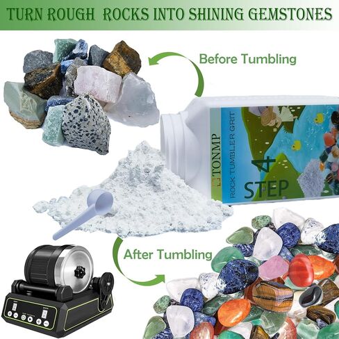 Tonmp 3 LBS الخطوة 4 Rock Tumbler Grit -1200 Grit Aluminium Tumbler Tumbler Media Grit، وسائط تلميع الصخور، تعمل مع أي بهلوان صخري، ملمع الصخور، ملمع الحجر، (الخطوة 4-3 رطل)... in Kuwait