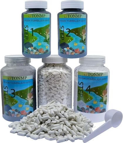 مجموعة حصى بهلوان الصخور من Tonmp بوزن 5.5 رطل - حصى بهلوان صخري بوزن 4 رطل و4 خطوات + وسائط حشو سيراميك 1.5 رطل، تعمل مع أي بهلوان صخري، وملمع صخري، وملمع حجري in Kuwait
