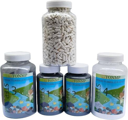 مجموعة حصى بهلوان الصخور من Tonmp بوزن 5.5 رطل - حصى بهلوان صخري بوزن 4 رطل و4 خطوات + وسائط حشو سيراميك 1.5 رطل، تعمل مع أي بهلوان صخري، وملمع صخري، وملمع حجري in Kuwait