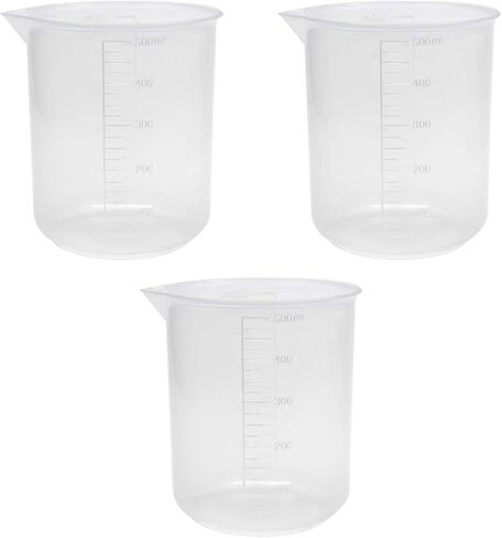 Sscon 5Pcs 250ml/300ml Lab Graduated Beakers Transparent Plastic Measuring Cup for Laboratory Kitchen in Kuwait