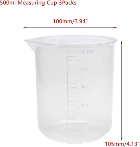 Sscon 5Pcs 250ml/300ml Lab Graduated Beakers Transparent Plastic Measuring Cup for Laboratory Kitchen in Kuwait