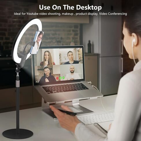 12" Selfie Ring Light with 30" Desk Stand/Phone Holder, QEUOOIY 18W LED Desktop Light Ring Dimmable 3000-6500K with Remote Control and Built-in Rechargeable Battery for Makeup, Salon,Video Call in Saudi Arabia