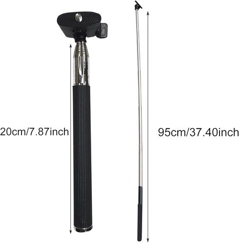 Selfie Stick, Ultra Long Invisible Selfie Stick for Smartphone, Portable Selfie Stick Stand for Action Cameras, Lightweight Travel Extendable Selfie Stick(Black) in Saudi Arabia