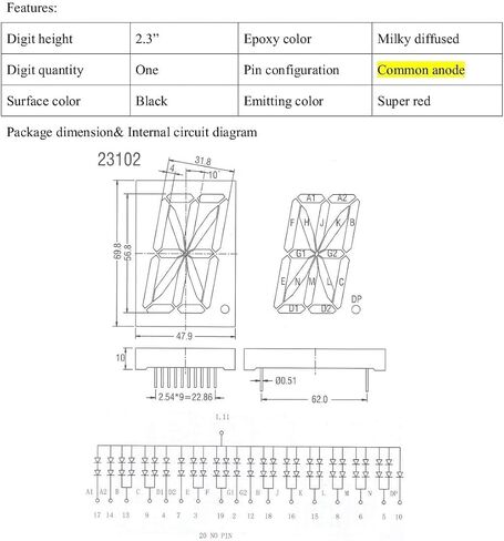 16-Segment / 7 Segment Display 2.3 Inc Alphanumeric Super-Bright Red LED Display (16 Segment LED Outdoor Display) in Saudi Arabia
