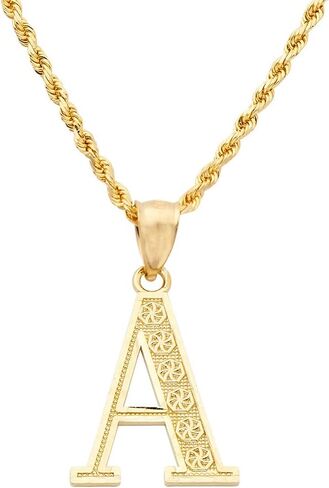 قلادة LoveBling من الذهب الأصفر عيار 10 قيراط وقطع الماس من الألف إلى الياء بالحروف الأبجدية الأولى (حجم متوسط) (أ) (1.17 بوصة) in Kuwait