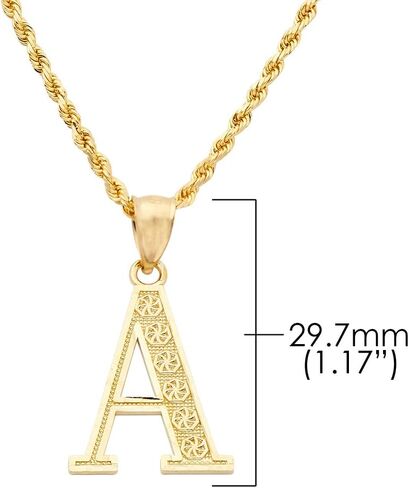 قلادة LoveBling من الذهب الأصفر عيار 10 قيراط وقطع الماس من الألف إلى الياء بالحروف الأبجدية الأولى (حجم متوسط) (أ) (1.17 بوصة) in Kuwait