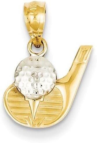Solid 14k Yellow Gold Two Toned Golf Pendant Charm - 16mm x 12mm in Saudi Arabia