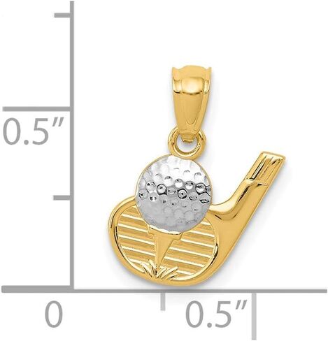 Solid 14k Yellow Gold Two Toned Golf Pendant Charm - 16mm x 12mm in Saudi Arabia