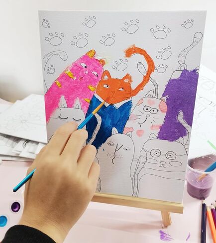 قماش Aosemili Kids المرسوم مسبقًا للرسم - 12 عبوة من لوحات قماش اللوحة مقاس 8 × 10 بوصة لوحة طلاء أكريليك للحفلات والعودة إلى المدرسة ووقت العائلة in Kuwait
