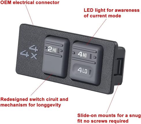 WMPHE 4 Wheel Drive Selector Switch 4WD Transfer Case Switch متوافق مع Chevy & GMC K1500 1996-1999، K2500 Suburban، Tahoe، Suburban، 1996-2000 K2500، Yukon يستبدل OEM 15969707،19168766،901-154 in Saudi Arabia