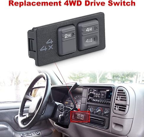 WMPHE 4 Wheel Drive Selector Switch 4WD Transfer Case Switch متوافق مع Chevy & GMC K1500 1996-1999، K2500 Suburban، Tahoe، Suburban، 1996-2000 K2500، Yukon يستبدل OEM 15969707،19168766،901-154 in Saudi Arabia