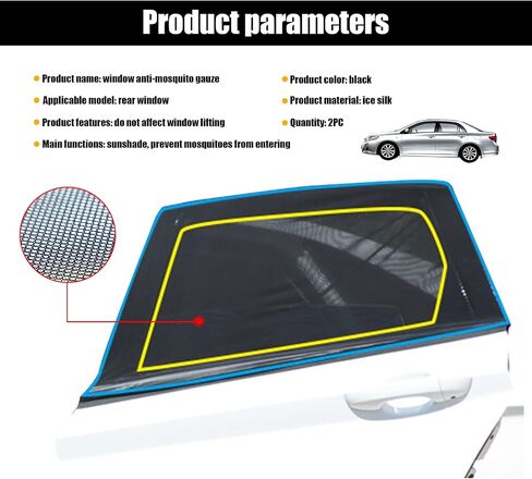 Sodcay 2 PCS SUV Front Window Sun Shades, Car Side Window Sun Shades Covers Sunshade UV Protection, Breathable Mesh Side Car Window Sun Shade Anti-Exposure Mosquito Net (Black) in Saudi Arabia
