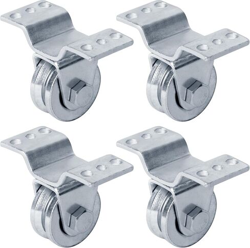 4 Pcs 1-7/8 inches V Groove Wall Mount Pulley,Groove Width:10mm Silent Mounted Pulley Block Heavy Duty Caster Wheels Sliding Gate Rollers Bearing Pulley for Handling and Moving,Loading 660lb in Saudi Arabia