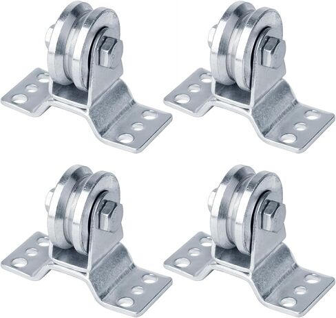 4 Pcs 1-7/8 inches V Groove Wall Mount Pulley,Groove Width:10mm Silent Mounted Pulley Block Heavy Duty Caster Wheels Sliding Gate Rollers Bearing Pulley for Handling and Moving,Loading 660lb in Saudi Arabia