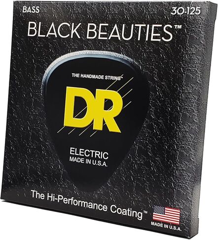 DR Strings Beauties-Black Coated Steel 6 Bass Guitar Strings, 30-125 Gauge, Round Core (BKB6-30) in Saudi Arabia