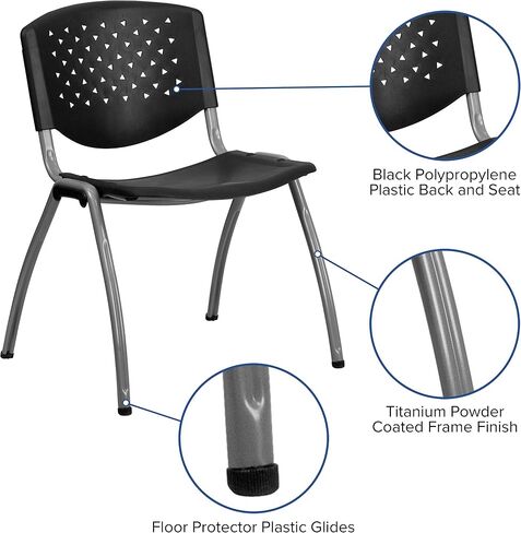 Flash Furniture HERCULES -5 Pack 880 lb. Capacity Green Plastic Stack Chair | Comfortable Seating with Durable Design in Saudi Arabia