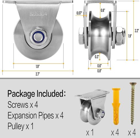 FINESUN Pulley Wheel Pulley System Heavy Duty Caster Wheels Sliding Gate Rollers Stainless Steel Cable Pulley Rope Pulley for Lifting DIY Gym Equipment 2 Inch Set of 2 Pulley Block Loading 800lb in Kuwait
