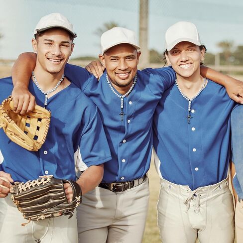 Loetere 4 Pcs Baseball Rosary Gift Set, Include Metal Crucifix Braided Rope Connection Ball Beads Sports Baseball Shape Beads in a Protective Jar with Holy Card and Baseball Sticker in Saudi Arabia