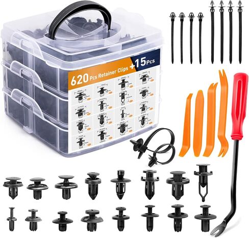 GOOACC 330Pcs Trim Removal Tool, Auto Push Pin Bumper Retainer Clip Set Fastener Terminal Remover Tool Adhesive Cable Clips Pry Kit Car Panel Radio Removal Auto Clip Pliers, Blue in Saudi Arabia