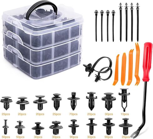 GOOACC 330Pcs Trim Removal Tool, Auto Push Pin Bumper Retainer Clip Set Fastener Terminal Remover Tool Adhesive Cable Clips Pry Kit Car Panel Radio Removal Auto Clip Pliers, Blue in Saudi Arabia