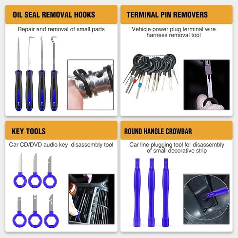 GOOACC 330Pcs Trim Removal Tool, Auto Push Pin Bumper Retainer Clip Set Fastener Terminal Remover Tool Adhesive Cable Clips Pry Kit Car Panel Radio Removal Auto Clip Pliers, Blue in Saudi Arabia