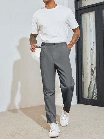 بنطال PASLTER الرجالي ذو المقاس النحيف من القطن بنطال تشينو جولف مناسب للعمل كاجوال مطوي in Kuwait