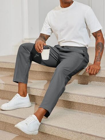 بنطال PASLTER الرجالي ذو المقاس النحيف من القطن بنطال تشينو جولف مناسب للعمل كاجوال مطوي in Kuwait