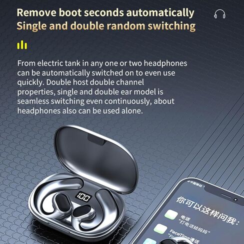 Clip On Real Time Translation Earbuds with APP, Stereo System Power Display 144 Languages Translation Earphone Supports Music and Talk, for Business Travel Learning (Black) in Saudi Arabia