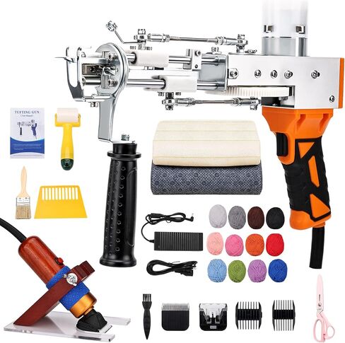 zowwfast Rug Tufting Gun Starter Kit مع ماكينة تشذيب السجاد، 2 في 1 قطع كومة حلقة كومة البساط عدة Tufting Kit، قبضة عدم الانزلاق السجاد Tufting Gun Kit مع شاشة رقمية للتحكم في السرعة، آلة صنع السجاد والقماش in Kuwait