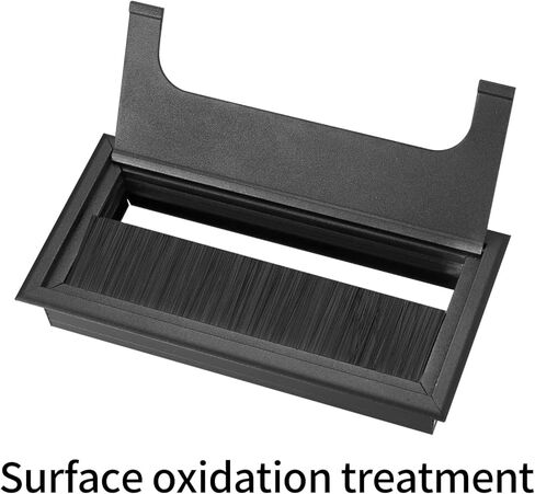 Desk Grommet, 2 Pcs Desk Cable Grommets, Desk Wire Grommets, 160mm Black Metal Rectangle Desk Table Cord Wire Inserts Cable Hole Cover Grommet with Brush for Computer Table Desk Wire in Kuwait