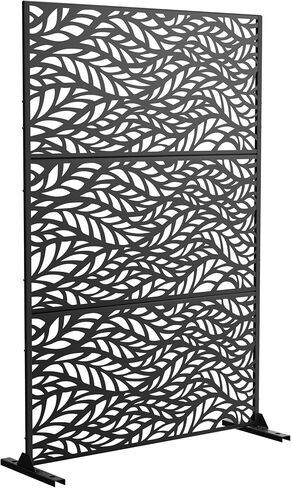 LUSPAZ Decorative Outdoor Privacy Screen Panels,Metal Material Patio Privacy Screen,Decorative Outdoor Divider with Stand for Outdoor Garden Backyard Patio Free Standing,Leaf-Shaped in Saudi Arabia