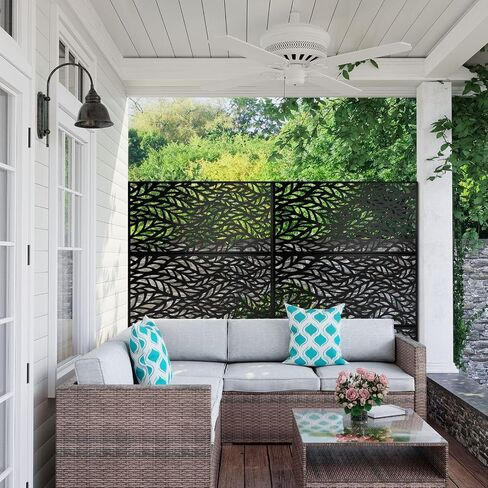 LUSPAZ Decorative Outdoor Privacy Screen Panels,Metal Material Patio Privacy Screen,Decorative Outdoor Divider with Stand for Outdoor Garden Backyard Patio Free Standing,Leaf-Shaped in Saudi Arabia