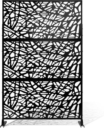 LUSPAZ Decorative Outdoor Privacy Screen Panels,Metal Material Patio Privacy Screen,Decorative Outdoor Divider with Stand for Outdoor Garden Backyard Patio Free Standing,Leaf-Shaped in Saudi Arabia